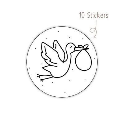 Stickers Ooievaar Baby 10 STKS