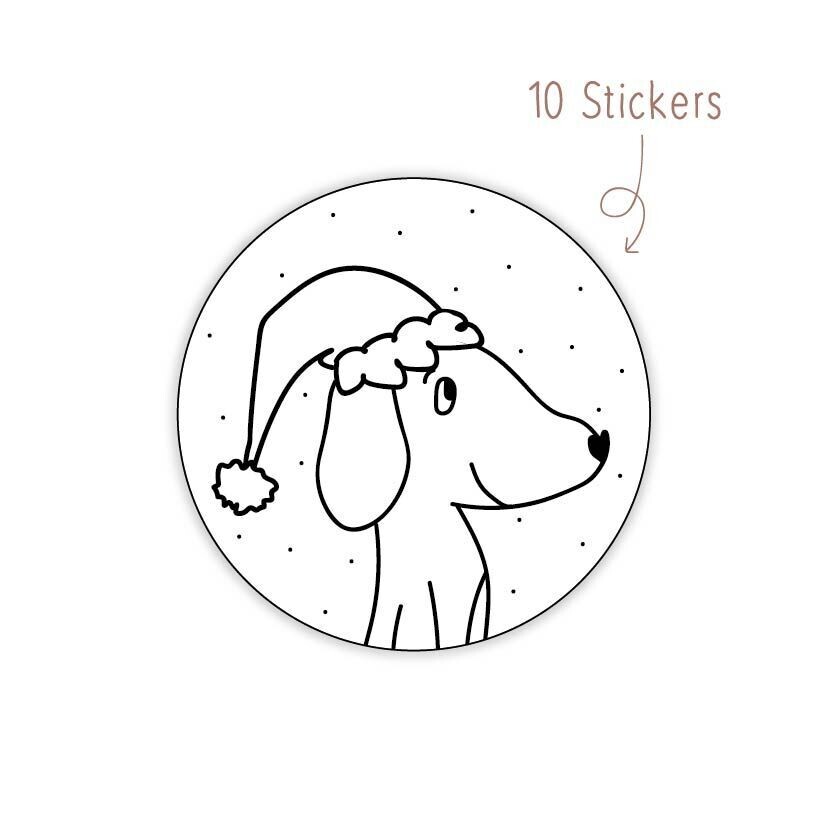 Stickers Lieve Kerst Teckel 10 STKS