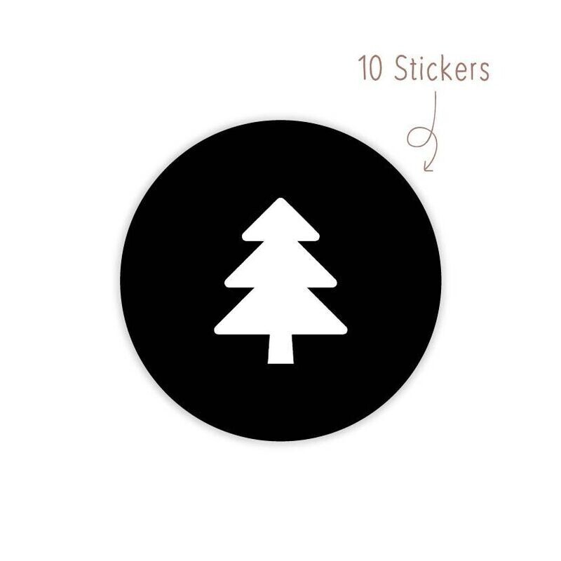 Stickers Kerst Kerstboom zwartwit 10 STKS