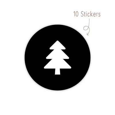 Stickers Kerst Kerstboom zwartwit 10 STKS