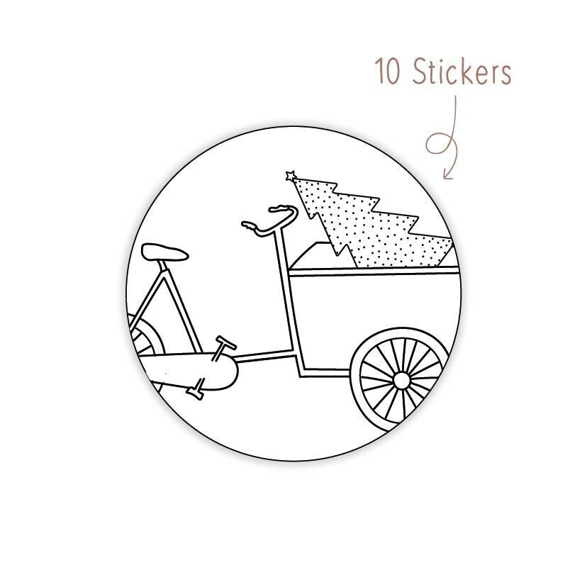 Stickers Kerst Bakfiets 10 STKS