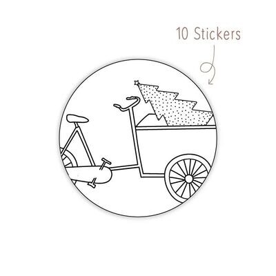 Stickers Kerst Bakfiets 10 STKS Stickers Kerst Bakfiets 10 STKS
