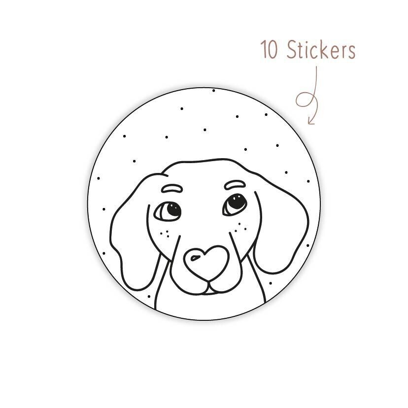 Stickers Hond Zwartwit 10 STKS