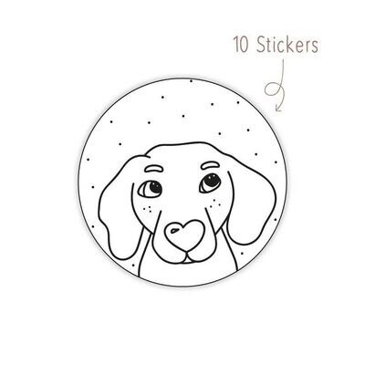 Stickers Hond Zwartwit 10 STKS