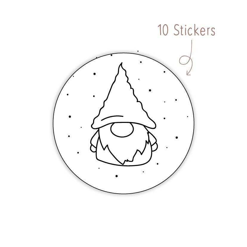Stickers Kerst Gnome 10 STKS Stickers Kerst Gnome 10 STKS