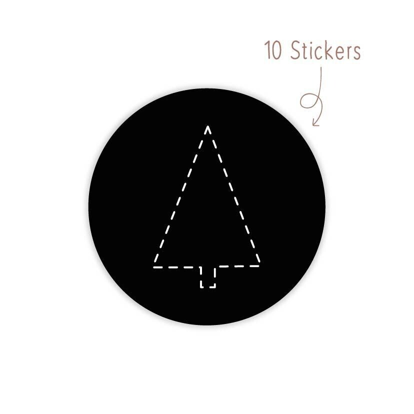 Stickers Kerstboom Zwartwit 10 STKS Stickers Kerstboom Zwartwit 10 STKS