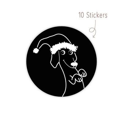 Stickers Kerstmuts Teckel 10 STKS