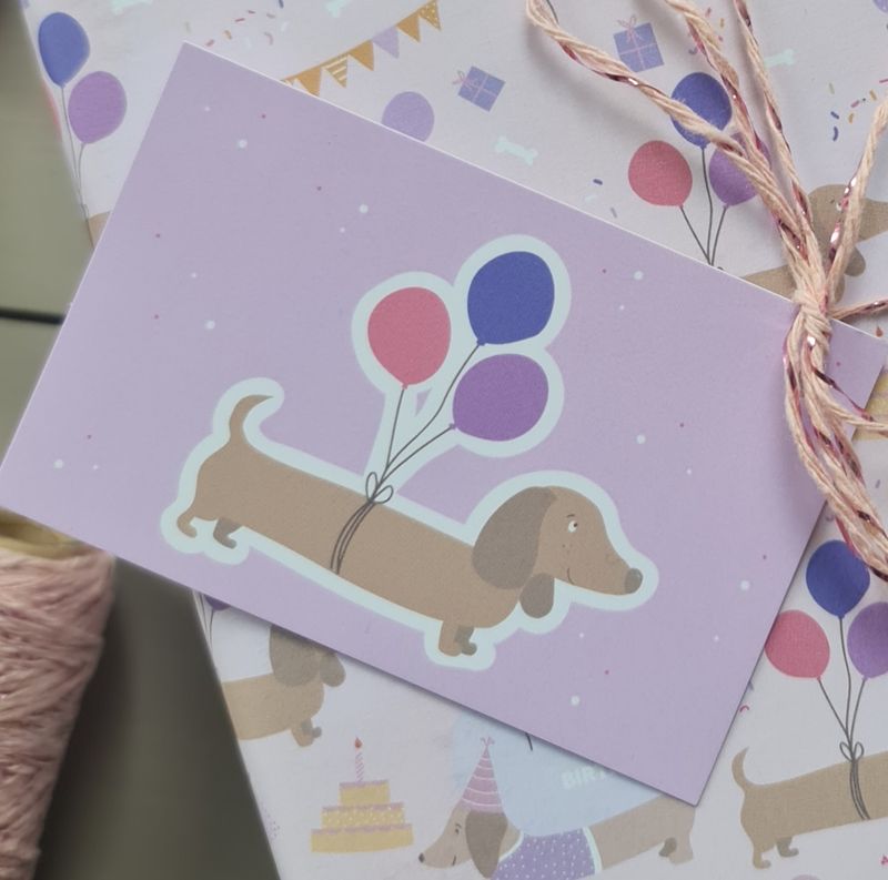 Teckel mini kaartje cadeau jarig Teckel mini kaartje cadeau jarig