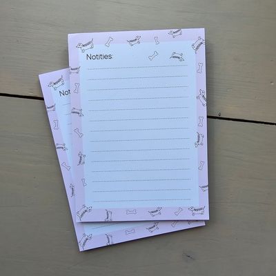 Notitieblokje Teckels | Honden A6 Roze Hotdogs