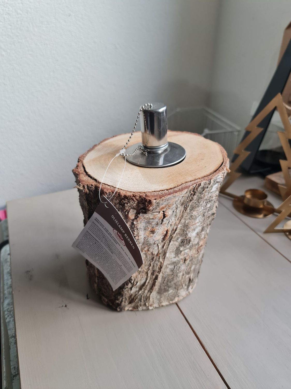 Olielamp Boomstam buiten