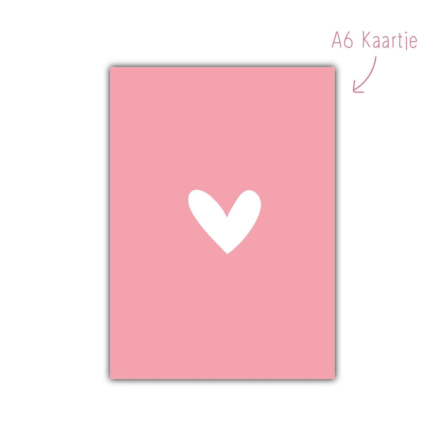 Kaart Hartje roze wit