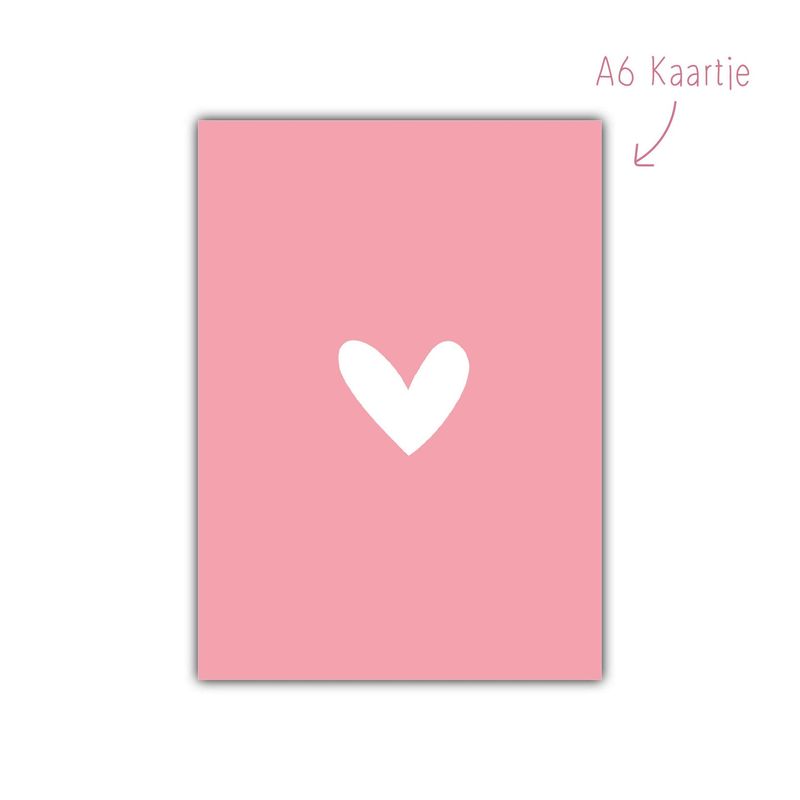 Kaart Hartje roze wit Kaart Hartje roze wit