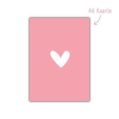 Kaart Hartje roze wit Kaart Hartje roze wit