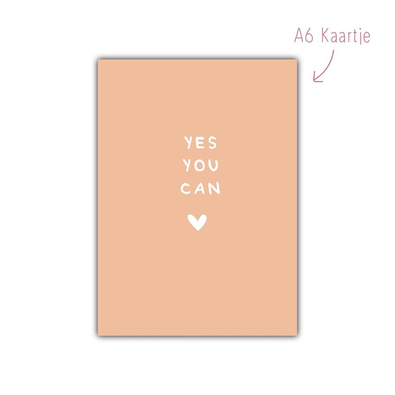 Kaart Yes You Can zalm roze Kaart Yes You Can zalm roze