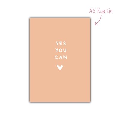Kaart Yes You Can zalm roze