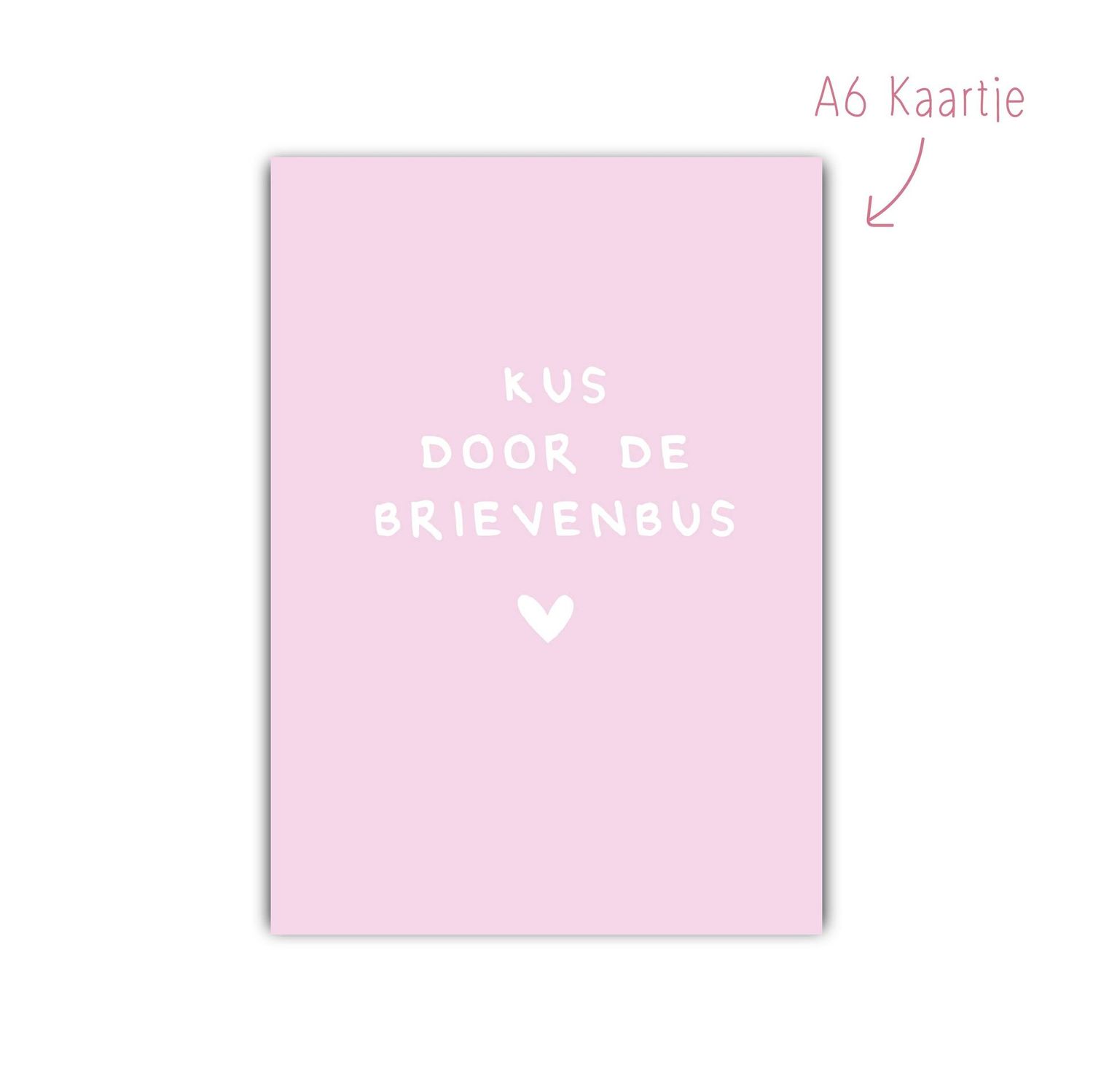 Kaart kus door de brievenbus, roze