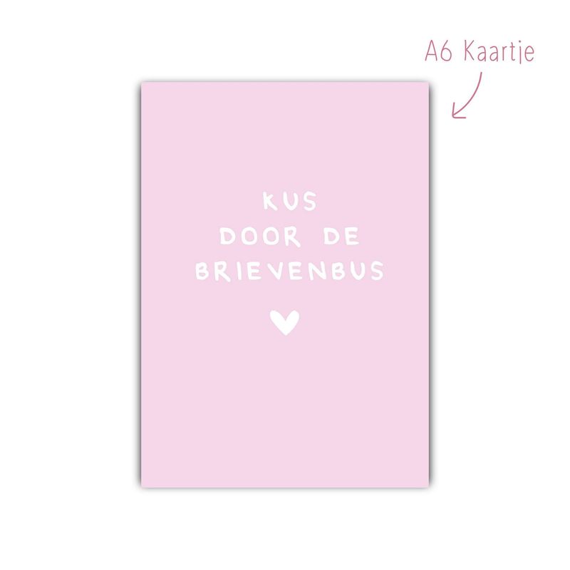 Kaart kus door de brievenbus, roze Kaart kus door de brievenbus, roze