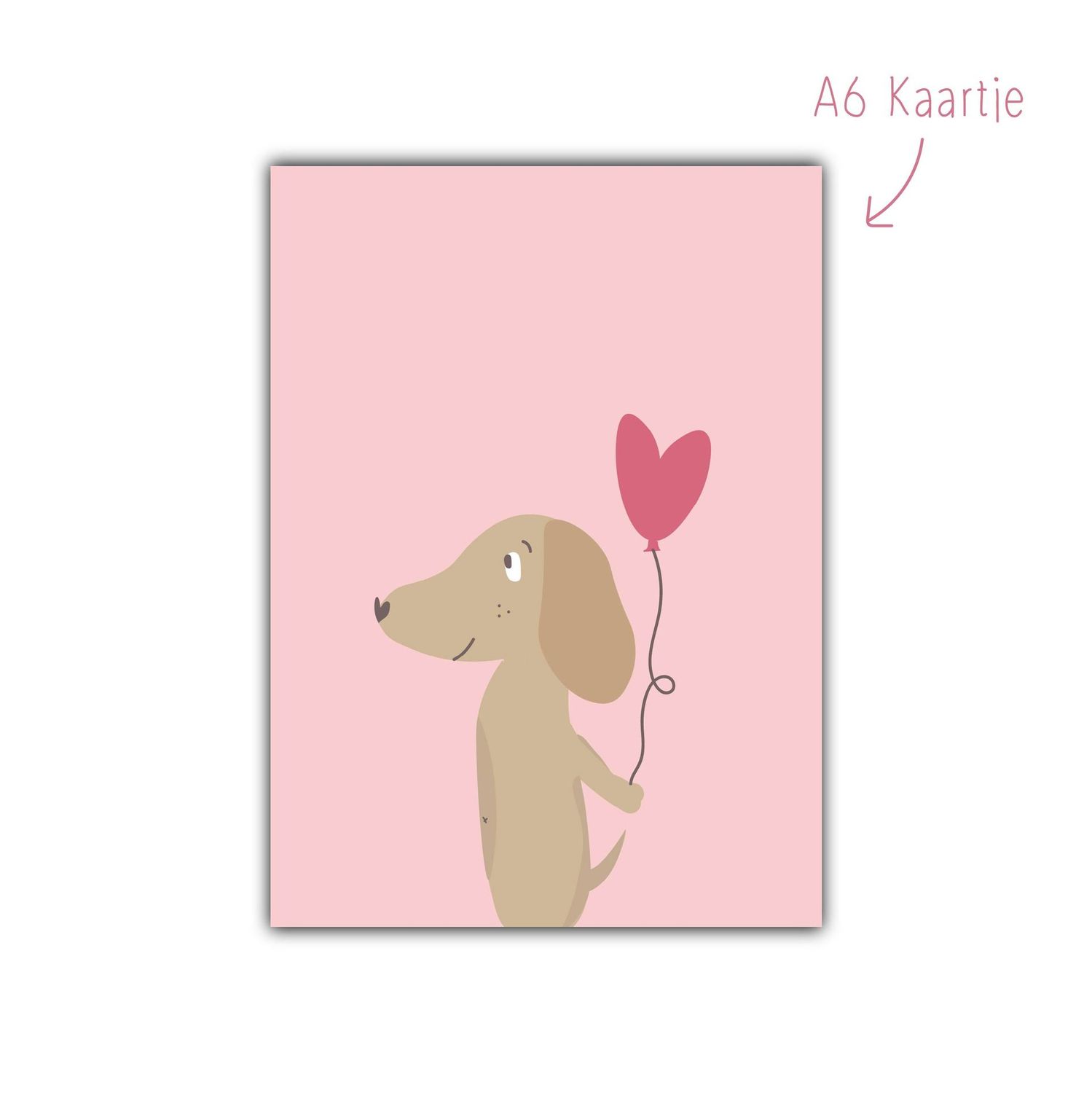 Kaart Teckel liefde hartje roze