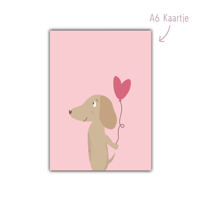 Kaart Teckel liefde hartje roze Kaart Teckel liefde hartje roze