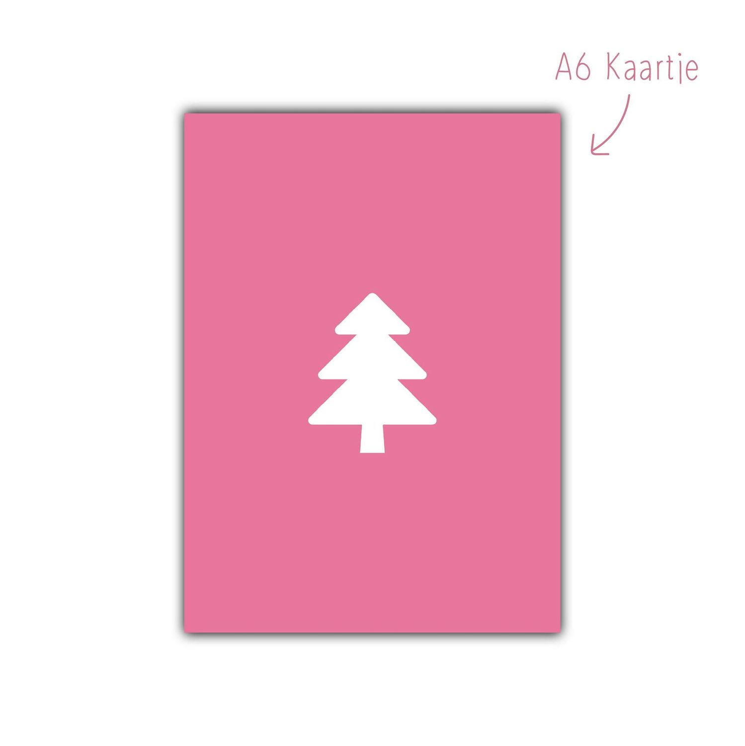 Kaart Kerstboom Roze Wit Kerst