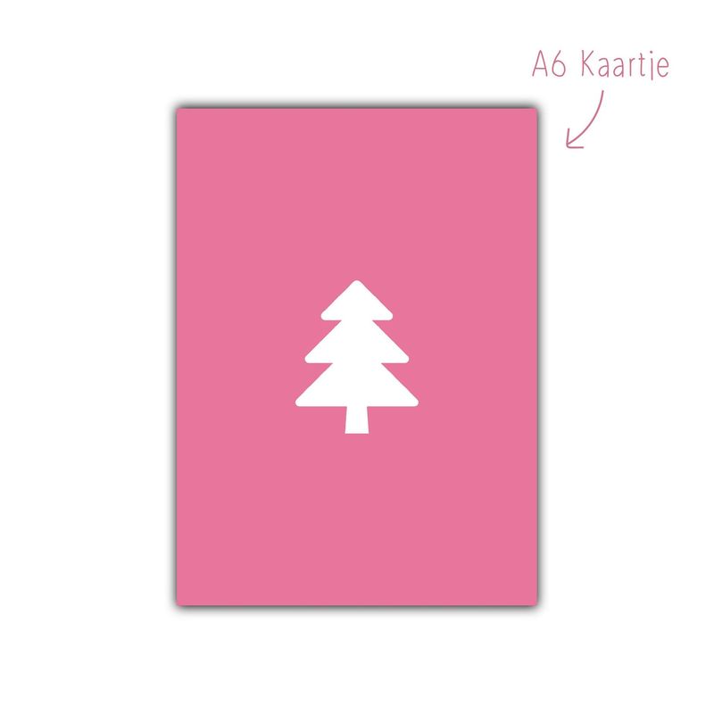 Kaart Kerstboom Roze Wit Kerst