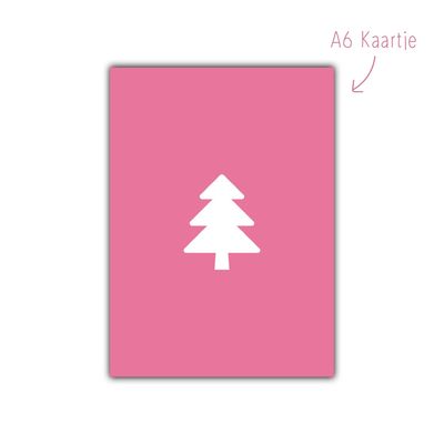 Kaart Kerstboom Roze Wit Kerst Kaart Kerstboom Roze Wit Kerst
