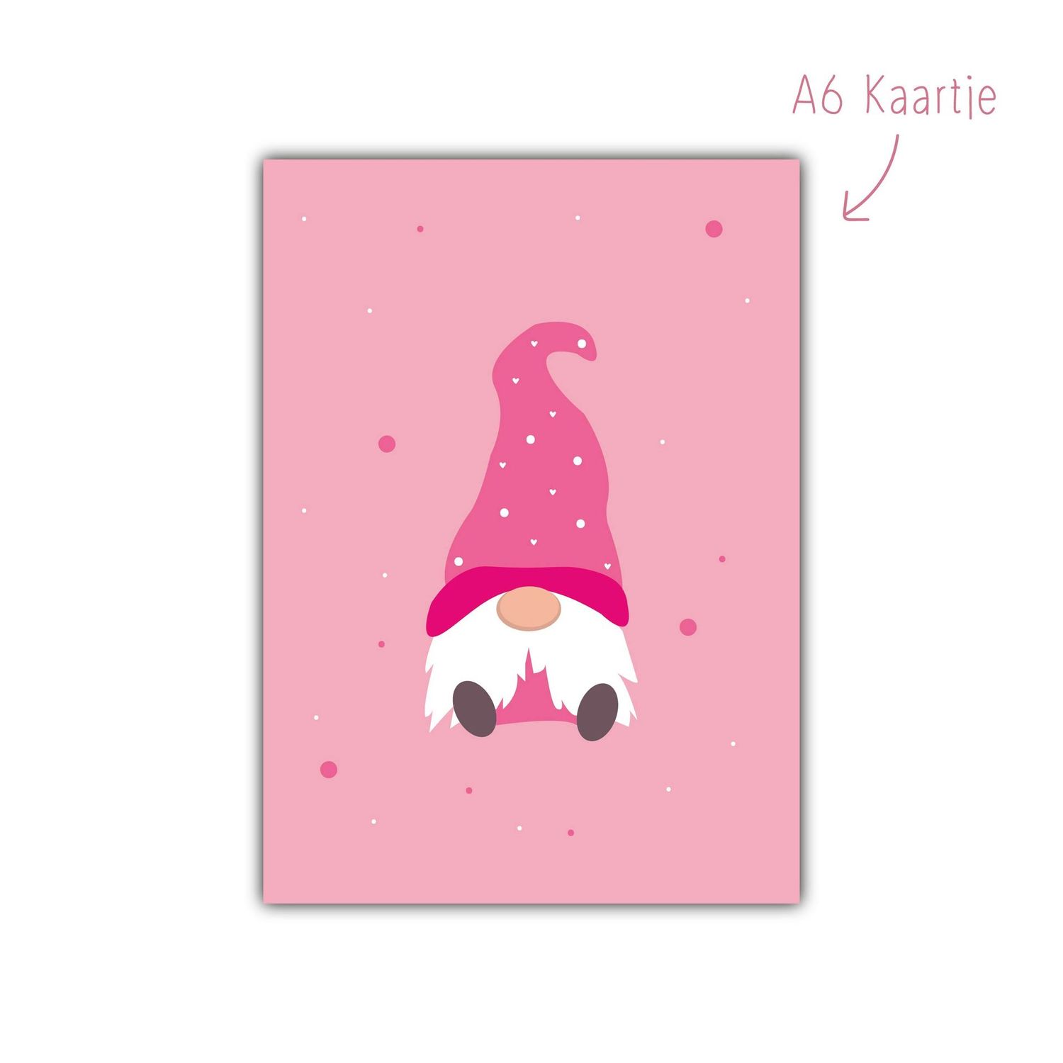Kaart Kerst Gnome Roze