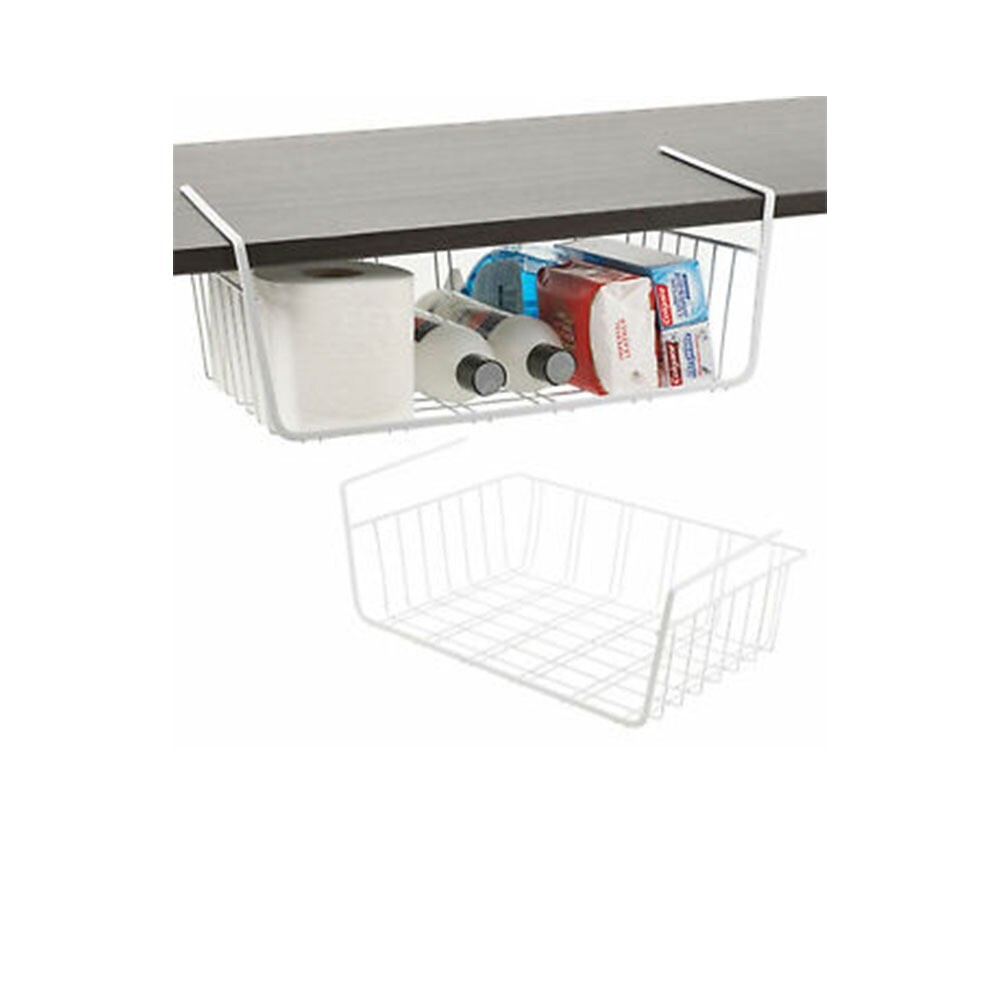Simple Houseware 2 Pack Under Shelf Basket, White