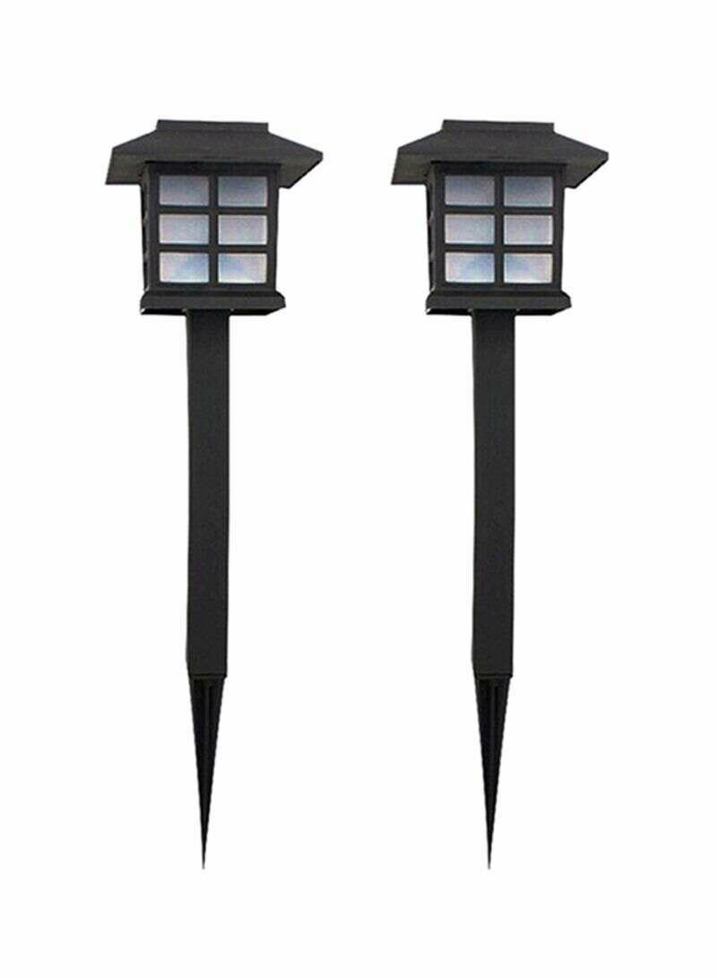 2-Piece Solar Powered Lawn Light Black