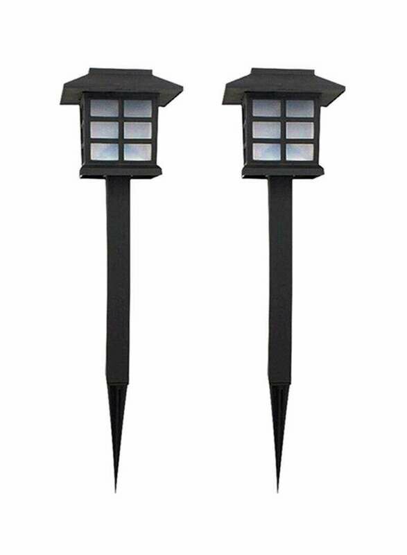 2-Piece Solar Powered Lawn Light Black