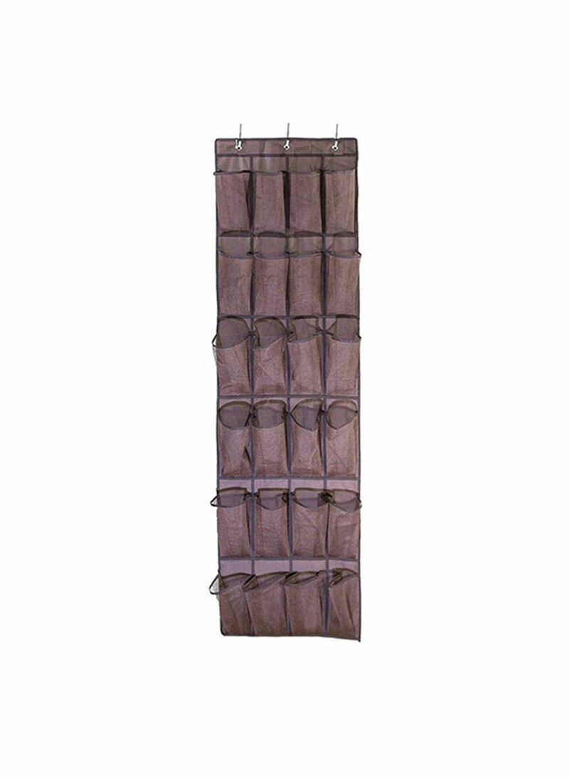 24 Pockets Over the Door Shoe Rack Hanger Brown 54x12x101cm
