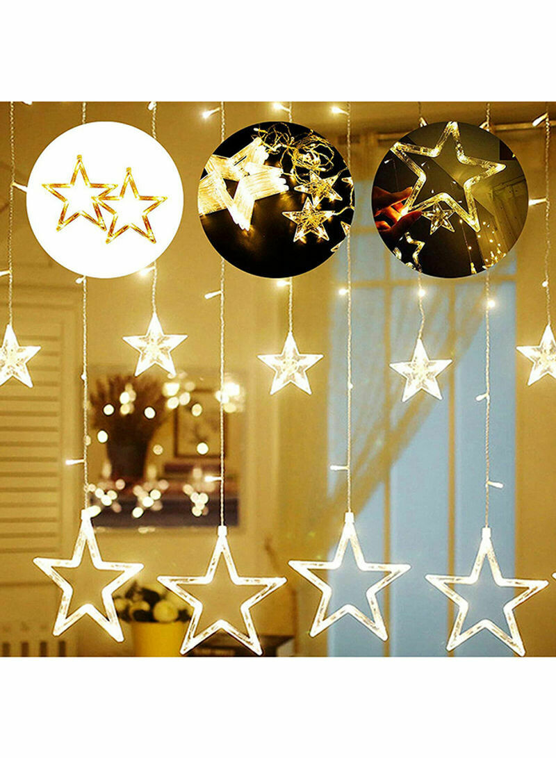 12 LED Star String Fairy Lights Yellow 2meter