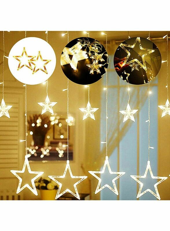 12 LED Star String Fairy Lights Yellow 2meter