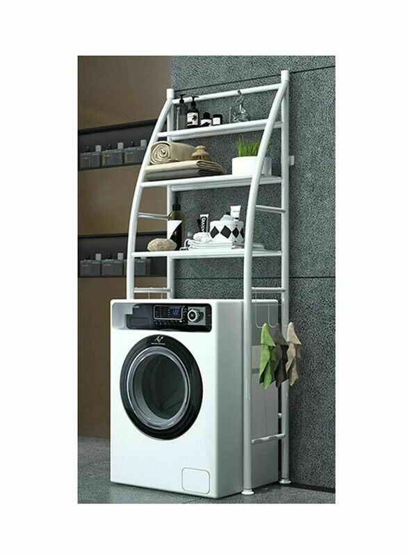 3 Tier Bathroom Laundry Washing Machine Shelf Rack White 166x166x50cm