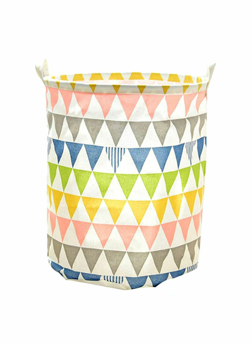 Foldable Canvas Laundry Hamper Bucket With Handles Multicolour 86cm