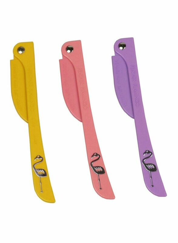 Feather-Flamingo 3-Piece Facial Touch-up Razor Purple/Peach/Yellow