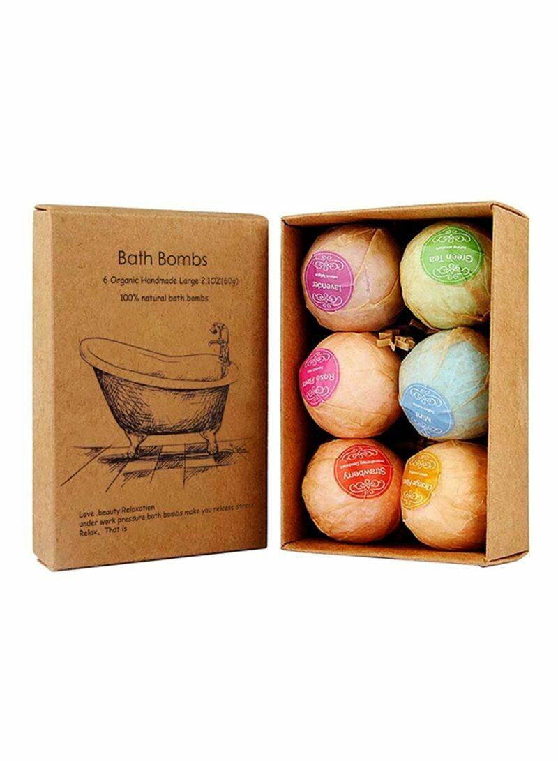 6-Piece Organic Bath Bombs Gift Set Multicolour 60g