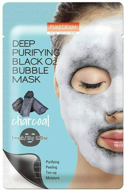 PUREDERM Deep Purifying Black O2 Bubble Sheet Mask Charcoal - 1 Piece