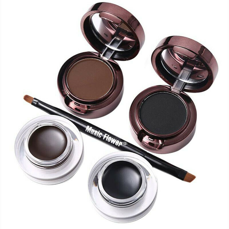 Music Flower 2 in 1 Music Flower Eyeliner And Eyebrow Eye Makeup Kit Black/Brown