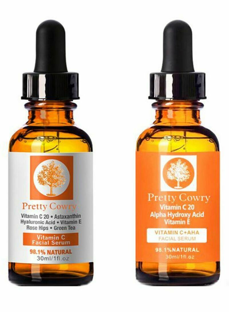 Pretty Cowry 2-Piece Vitamin C Anti-Aging Face Serum Set Clear