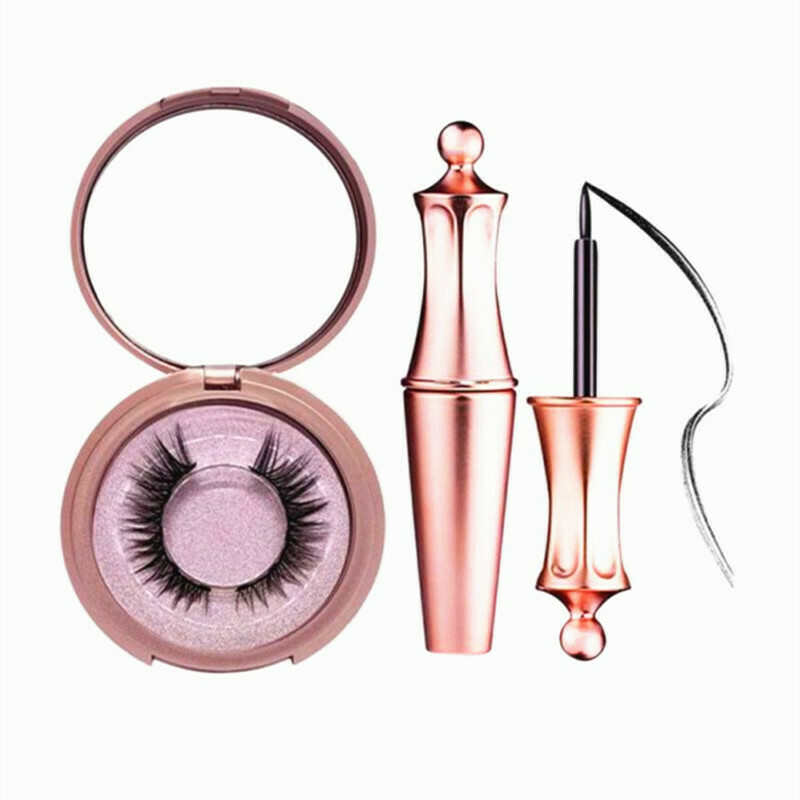Magnetic False Eyelashes And Liquid Eyeliner Set Black