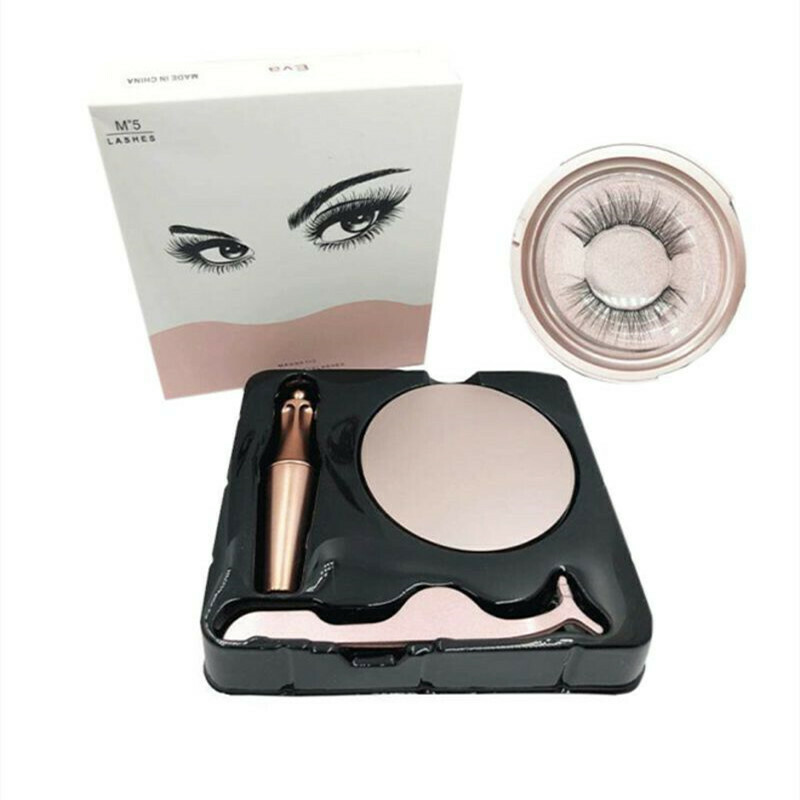 Magnetic False Eyelashes And Liquid Eyeliner Set Black