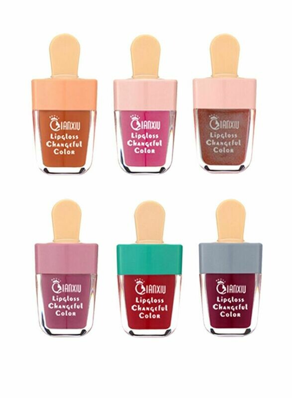 QIANXIU 6-Piece Ice Cream Moisturizing Coloring Lip Gloss Pink