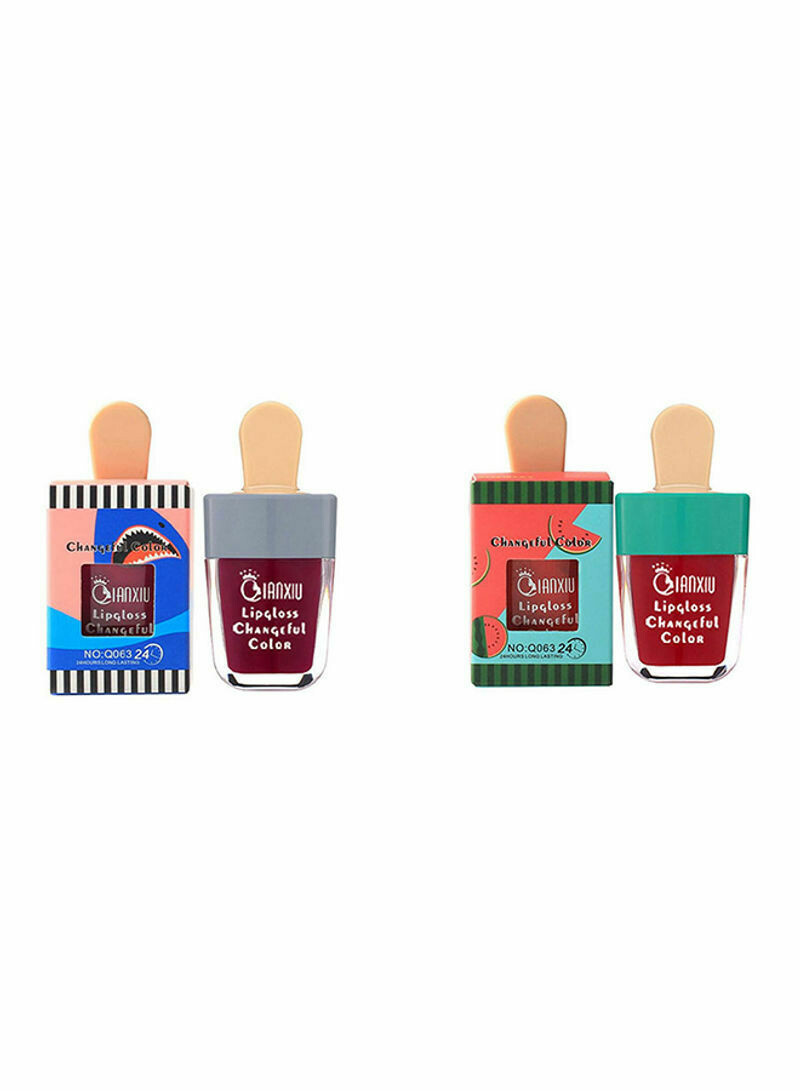 QIANXIU 2 Piece Changeful Colors Lip Gloss Red/Maroon