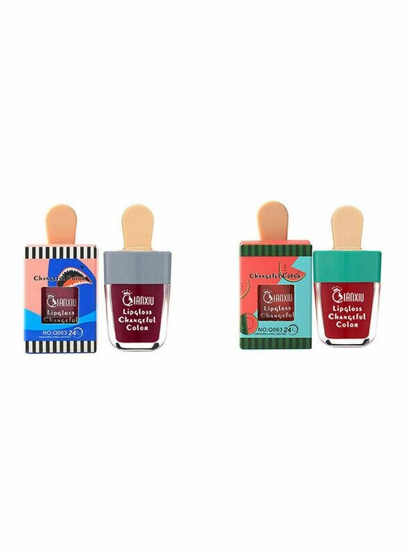 QIANXIU 2 Piece Changeful Colors Lip Gloss Red/Maroon
