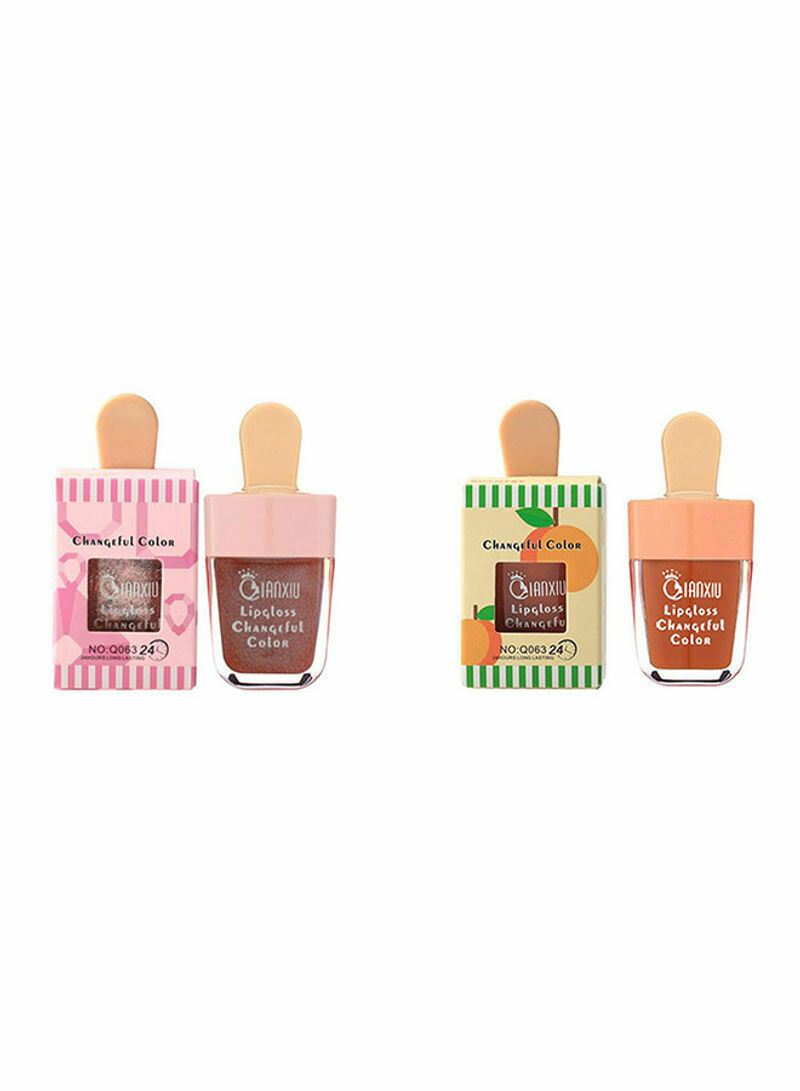 QIANXIU 2 Piece Changeful Colors Lip Gloss Orange/Brown
