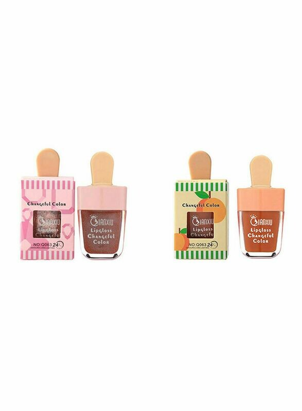 QIANXIU 2 Piece Changeful Colors Lip Gloss Orange/Brown