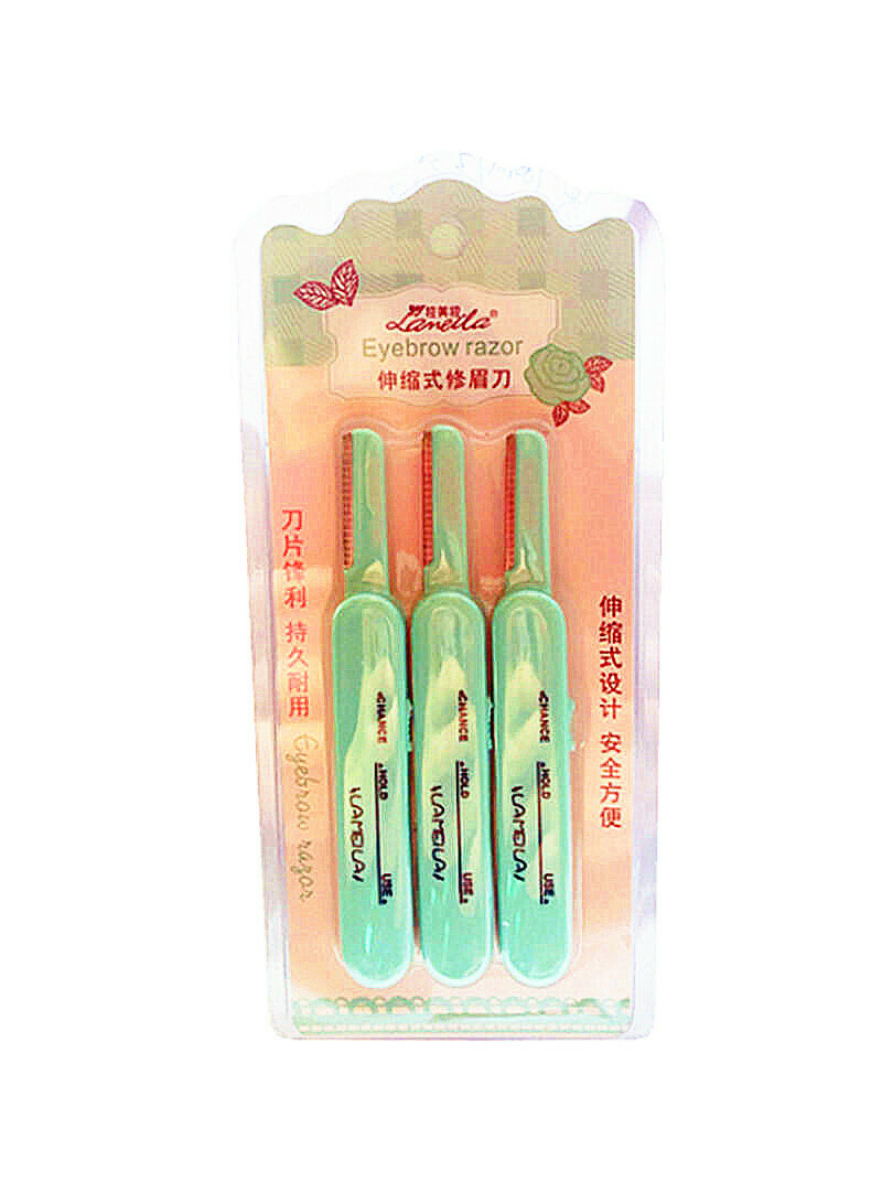Lameila 3-Piece Eyebrow Razor Set Green