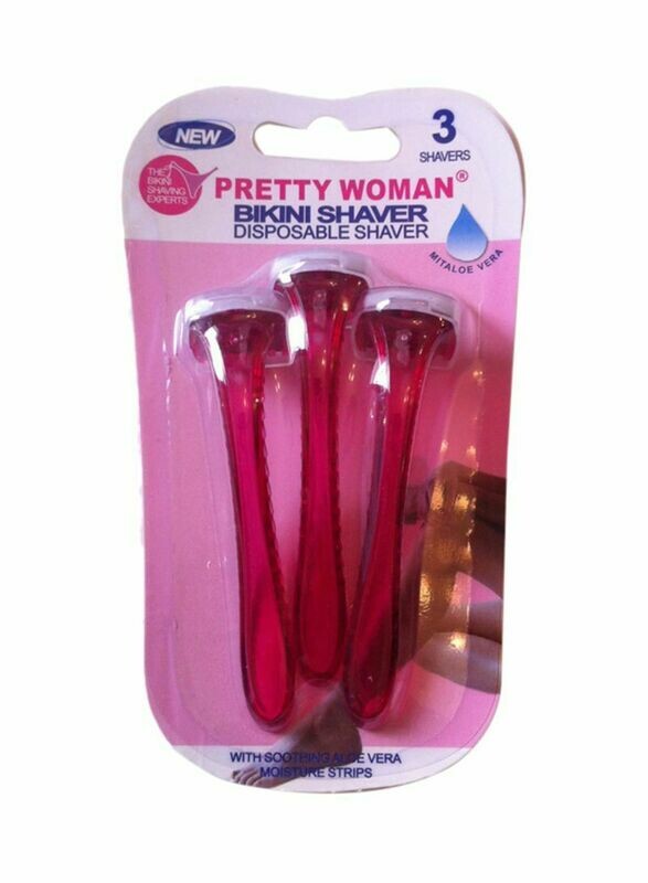 Pretty Woman 3-Piece Disposable Bikini Line Shaver Set Pink