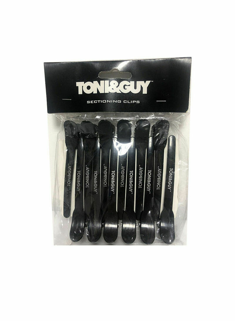 TONI&amp;GUY 12 Piece Soft-Touch Sectioning Clips Black